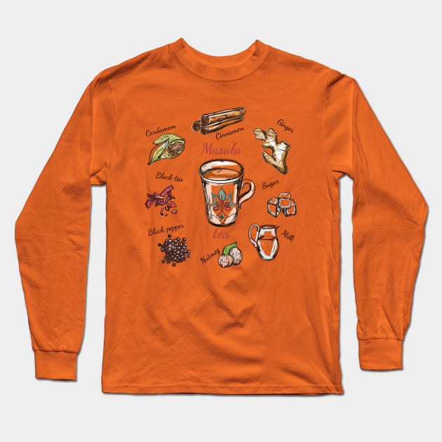 Masala Tea Long Sleeve T-Shirt by Mako Design 